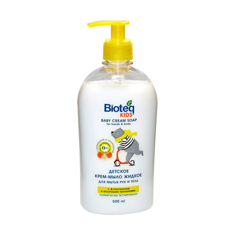 BIOTEQ KIDS Детское крем-мыло жидкое для мытья рук и тела с ромашкой и календулой, 0+